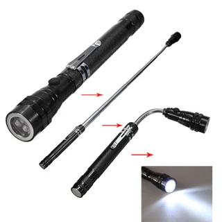 Multifunctional Magnetic Flexi-Telescopic Bendable Pick-Up-Tool LED Torch Metallic Green. Brand NEW.