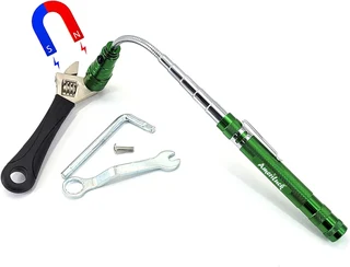 Multifunctional Magnetic Flexi-Telescopic Bendable Pick-Up-Tool LED Torch Metallic Green. Brand NEW.