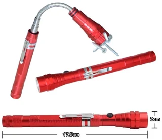 Multifunctional Magnetic Flexi-Telescopic Bendable Pick-Up-Tool LED Torches Metallic Red.  Brand NEW