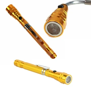 Multifunctional Magnetic Flexi-Telescopic Bendable Pick-Up-Tool LED Torches Metallic Gold  Brand NEW