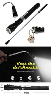 Multifunctional Magnetic Flexi-Telescopic Bendable Pick-Up-Tool LED Torches in Metallic Black. NEW.
