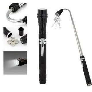 Multifunctional Magnetic Flexi-Telescopic Bendable Pick-Up-Tool LED Torches in Metallic Black. NEW.