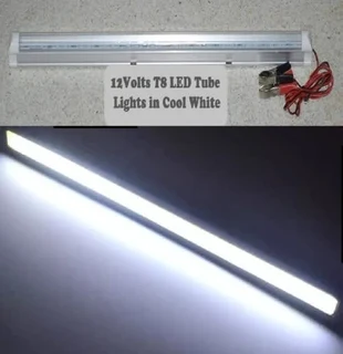 12Volts T8 Integrated LED Tube Lights Complete With Alligator Clips, Leads. Ideal for Solar Systems.
