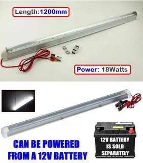 12Volts T8 Integrated LED Tube Lights Complete With Alligator Clips, Leads. Ideal for Solar Systems.