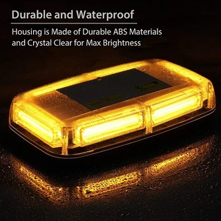 High Intensity COB LED Strobe Flash Roof Top Light in Amber Orange Yellow. Magnetic Mount. Brand NEW