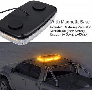 High Intensity COB LED Strobe Flash Roof Top Light in Amber Orange Yellow. Magnetic Mount. Brand NEW