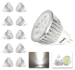 LED Light Bulbs: MR16 5W 12Volts Cool White Downlights, Spotlights. Aluminium Heat Sink. Brand New.
