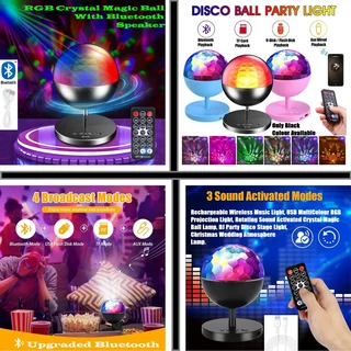 Rechargeable MultiColour LED Wireless Speaker Music Rotating Crystal Magic Ball Lamp. Brand New Item
