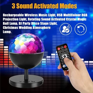 Rechargeable MultiColour LED Wireless Speaker Music Rotating Crystal Magic Ball Lamp. Brand New Item
