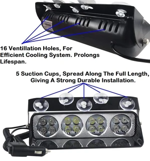 Cool White LED Strobe Flash Vehicle Windscreen Warning Dashboard Light with 16 Modes. Brand NEW