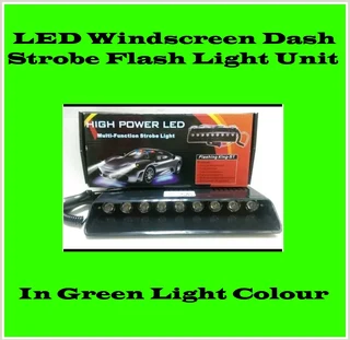 Very Long Green LED Strobe Flash Vehicle Windscreen Dashboard Warning Light. Brand NEW Products.