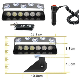 Remote Controlled Cool White LED Strobe Flash Vehicle Dashboard Windscreen Visor Light. Brand NEW.