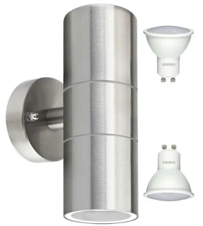 Stainless Steel Up Down Double Outdoor Wall Light Plus 2 Led Light Bulbs. On Special. Brand New Kits