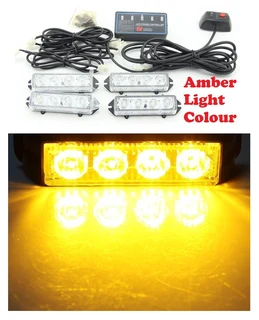 Amber Orange Yellow LED Flash Cluster Strobe Grille Lights 16LEDs (4x4pces). Brand New Products.