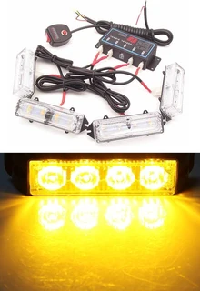 Amber Orange Yellow LED Flash Cluster Strobe Grille Lights 16LEDs (4x4pces). Brand New Products.
