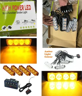 Amber Orange Yellow LED Flash Cluster Strobe Grille Lights 16LEDs (4x4pces). Brand New Products.