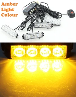 Amber Orange Yellow LED Flash Cluster Strobe Grille Lights 16LEDs (4x4pces). Brand New Products.