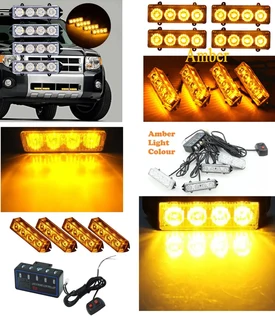 Amber Orange Yellow LED Flash Cluster Strobe Grille Lights 16LEDs (4x4pces). Brand New Products.