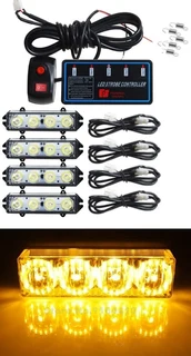 Amber Orange Yellow LED Flash Cluster Strobe Grille Lights 16LEDs (4x4pces). Brand New Products.