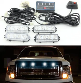 Cool White LED Strobe Flash Grille Bumper Cluster Lights 16LEDs (4x4pces). Brand New Products.