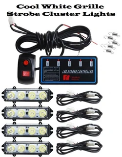 Cool White LED Strobe Flash Grille Bumper Cluster Lights 16LEDs (4x4pces). Brand New Products.