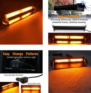 Amber Orange Yellow COB LED Vehicle Dashboard Flash Warning Windscreen Hazard Dash Light. Brand New.