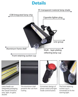 Cool White COB LED Vehicle Dashboard Flash Hazard Warning Windscreen Dash Light. Brand New Products.