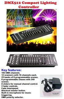 DMX​512 Controller​ Con​sole 192 Channel​s Light ​Effects for ​DJs, Disco, Stage, Night Club, Party