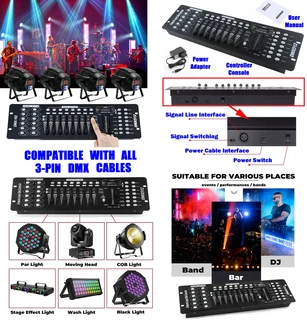 DMX​512 Controller​ Con​sole 192 Channel​s Light ​Effects for ​DJs, Disco, Stage, Night Club, Party