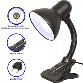 Clip-On Desk Top Lamp Holder with Flexible Gooseneck and LED Light Bulb. Assorted Colours. Brand NEW