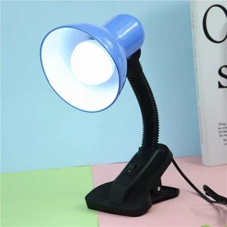 Clip-On Desk Top Lamp Holder with Flexible Gooseneck and LED Light Bulb. Assorted Colours. Brand NEW