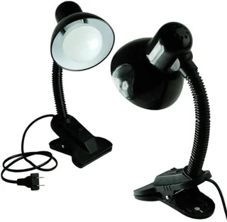 Clip-On Desk Top Lamp Holder with Flexible Gooseneck and LED Light Bulb. Assorted Colours. Brand NEW