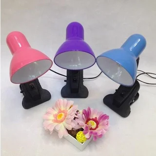 Clip-On Desk Top Lamp Holder with Flexible Gooseneck and LED Light Bulb. Assorted Colours. Brand NEW