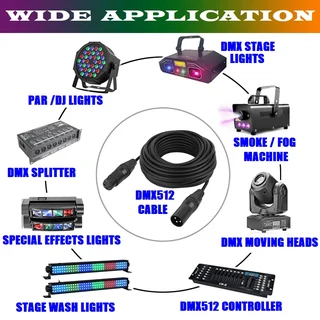 DMX512 Cable 3-Pin 10metres XLR Male Female for Audio, Sound, Visual Equipment. Brand New Products.