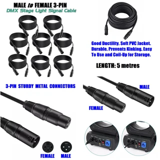 DMX512 Cable 3-Pin 10metres XLR Male Female for Audio, Sound, Visual Equipment. Brand New Products.