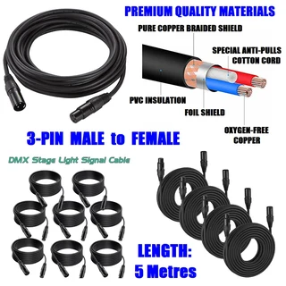 DMX512 Cable 3-Pin 10metres XLR Male Female for Audio, Sound, Visual Equipment. Brand New Products.
