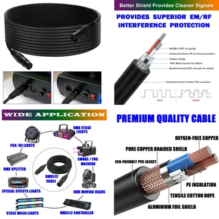DMX512 Cable 3-Pin 10metres XLR Male Female for Audio, Sound, Visual Equipment. Brand New Products.