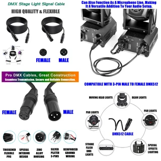 DMX512 Cable 3-Pin 10metres XLR Male Female for Audio, Sound, Visual Equipment. Brand New Products.