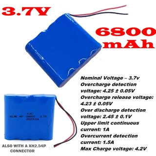 Rechargeable 18650 Battery Pack 3.7V 4-Cells (4P Pack). Light Duty Applications. Brand New Products.