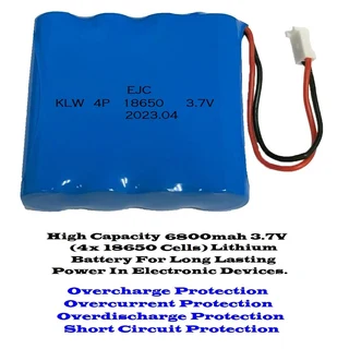 Rechargeable 18650 Battery Pack 3.7V 4-Cells (4P Pack). Light Duty Applications. Brand New Products.