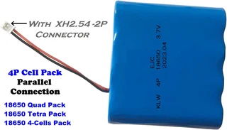 Rechargeable 18650 Battery Pack 3.7V 4-Cells (4P Pack). Light Duty Applications. Brand New Products.