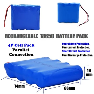 Rechargeable 18650 Battery Pack 3.7V 4-Cells (4P Pack). Light Duty Applications. Brand New Products.