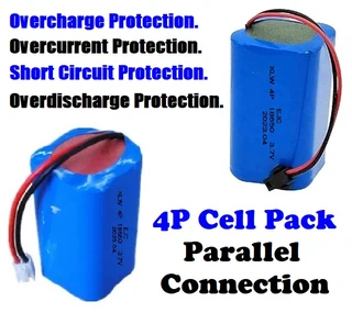 Rechargeable 18650 Battery Pack 3.7V 4-Cells (4P Pack). Light Duty Applications. Brand New Products.