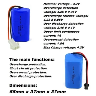 Rechargeable 18650 Battery Pack 3.7V 4-Cells (4P Pack). Light Duty Applications. Brand New Products.
