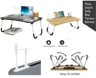 Laptop Table Stand Desk with USB Ports plus More. Large Ergonomic Design Foldable, Durable. NEW Item