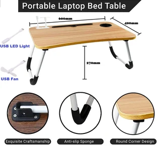 Laptop Table Stand Desk with USB Ports plus More. Large Ergonomic Design Foldable, Durable. NEW Item