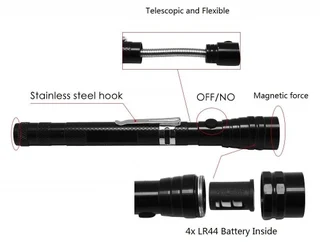 Flexi Torch 3-LED Telescopic Flexible Bendable Magnetic Unique Pick-Up Tool Flashlight. Brand New.