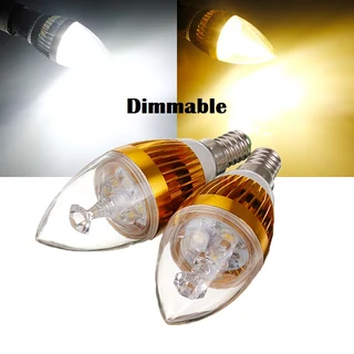 Dimmable LED Candle Light Bulbs in Warm White 3W 220V-240V. Only Sold in Pairs. Brand New Products.