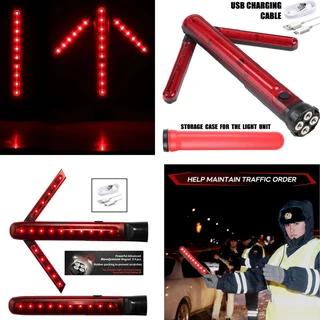 Flash Strobe Warning Traffic Wand Light, Magnetic, Unfolding Rotating Blades. Traffic Safety Signal.