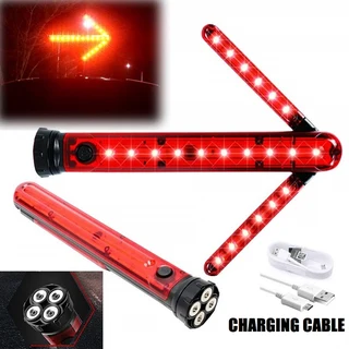 Flash Strobe Warning Traffic Wand Light, Magnetic, Unfolding Rotating Blades. Traffic Safety Signal.